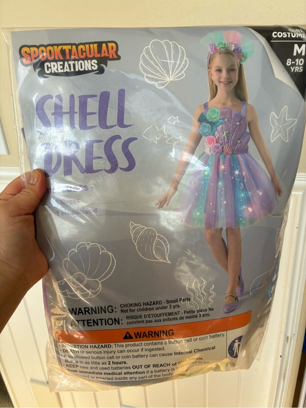 NWT Shell Princess Girls Purple Shell Dress Costume Medium 8-10